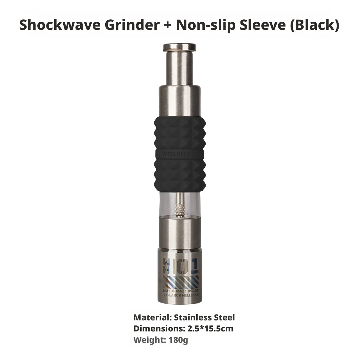 WELLHIKE Shock Wave Grinder - Stainless Steel Tactical Pepper & Sea Salt Manual Press Spice Shaker with GZ Silicone Sleeve