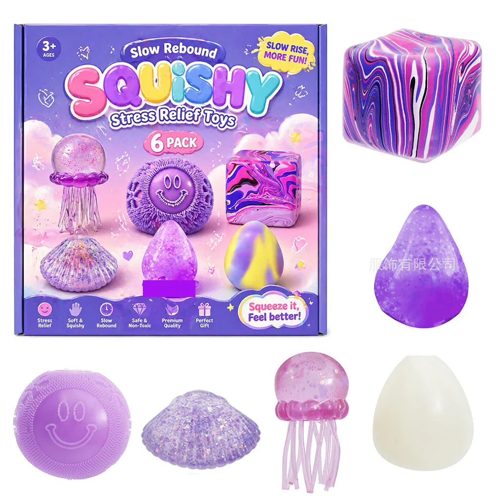 Random Color 8pcs/Box TPR Maltose-Filled Squishy Toy, Slow Rising Stress Relief Sensory Fidget Decompression Blind Box Gift