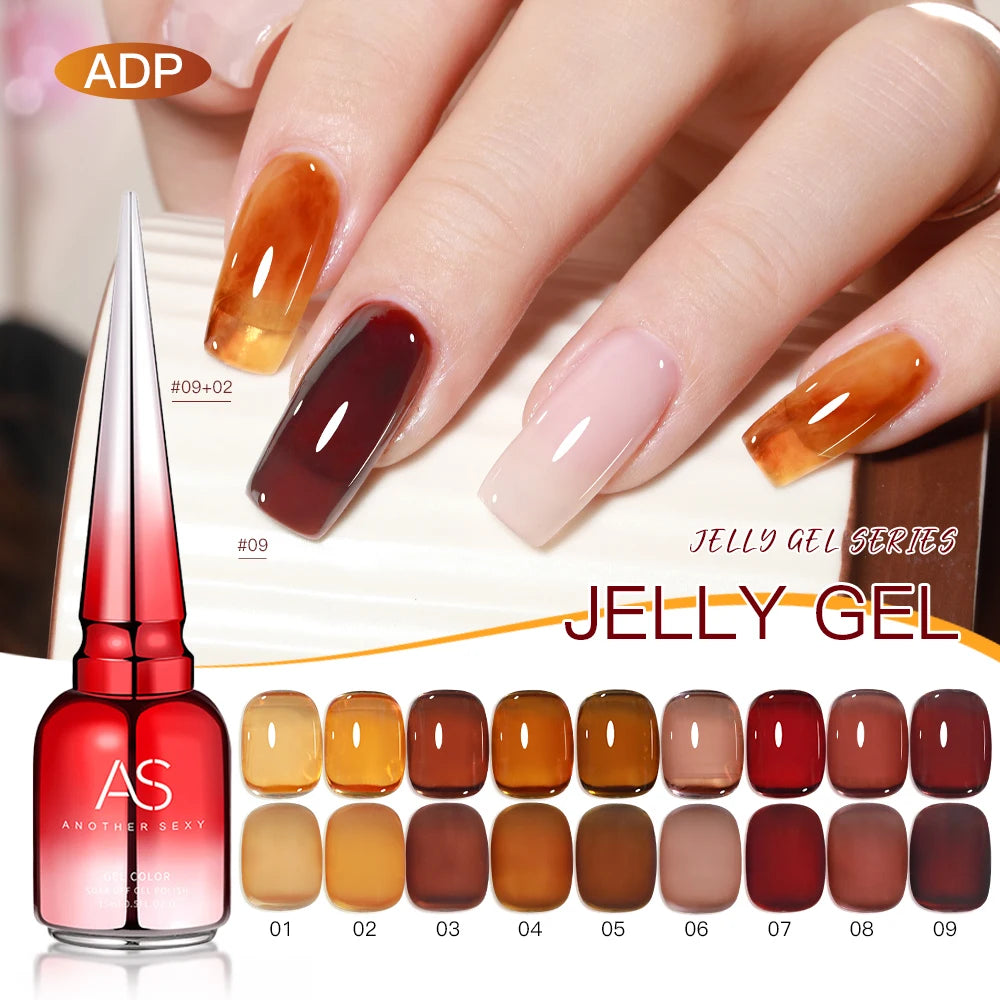 AS 15ml Translucent Amber Gel Nail Polish Brown Colour Varnish Gel Long Lasting Semi Permanent Tortoiseshell Nails Vernis