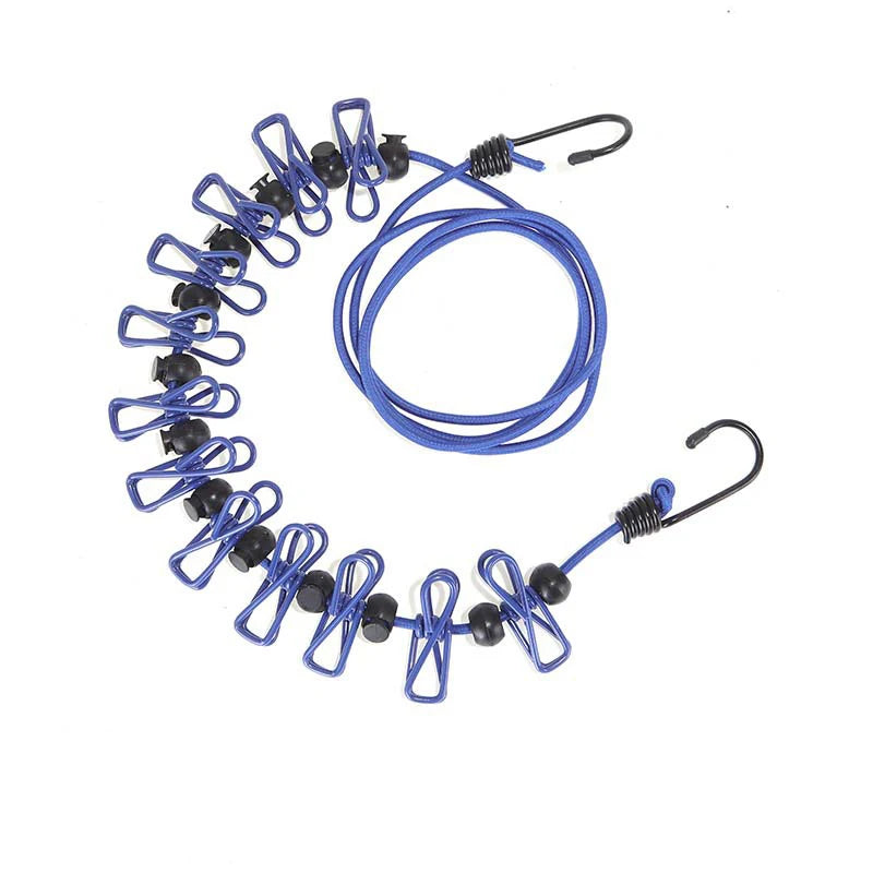 Portable Travel With 12 Clips Clothesline Plastic Non-Slip Retractable Drying Rope Home Windproof Travel Outdoor Hanging Tools