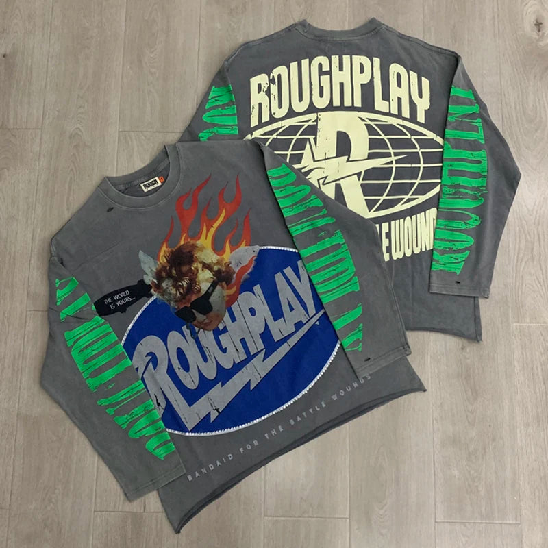 26SS New High Quality Street Lashion Hip Hop Rough Long Sleeved Fall Men's Women's Loose Casual T-Shirt