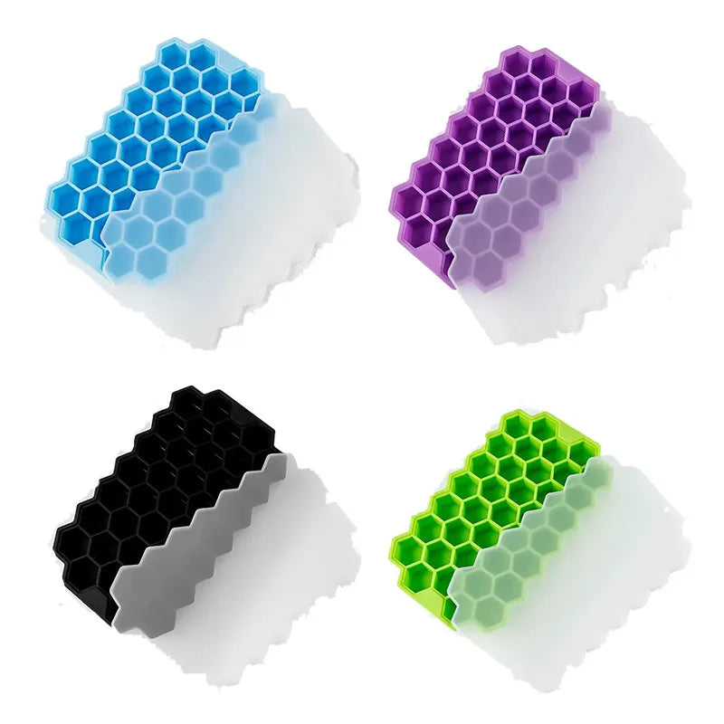 4/1PCS 37 Grids Silicone Ice Cube Mold Large-capacity Ice Trays Food Grade Reusable Ice Maker with Lids Cocktail Kitchen Tool