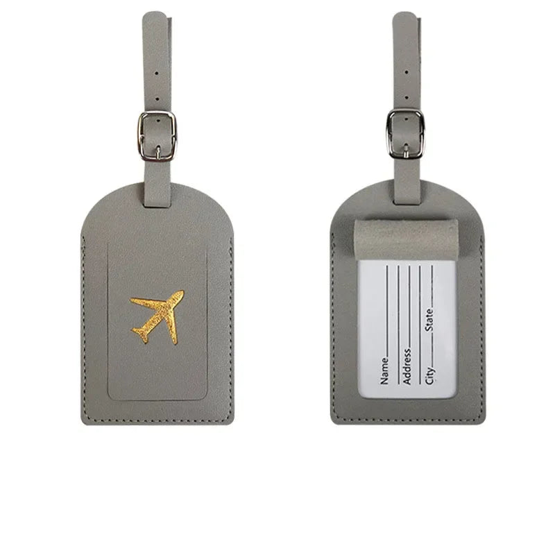 Luggage Tag Women Men PU Leather Travel Suitcases Identifier Label Baggage Boarding Bag Tags Name ID Address Holder Accessories
