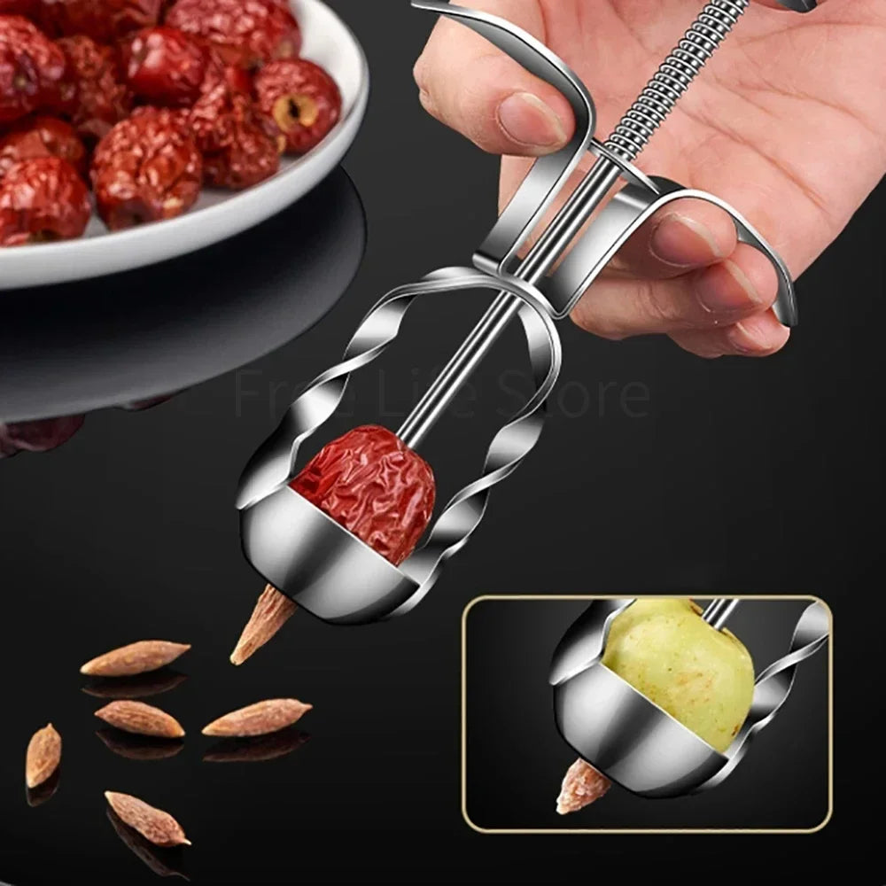 Hot Stainless Steel Cherry Olive Pitter Red Dates Jujube Core Remover Tools Multipurpose Fruit Corer Pit Kitchen Gadget Tools