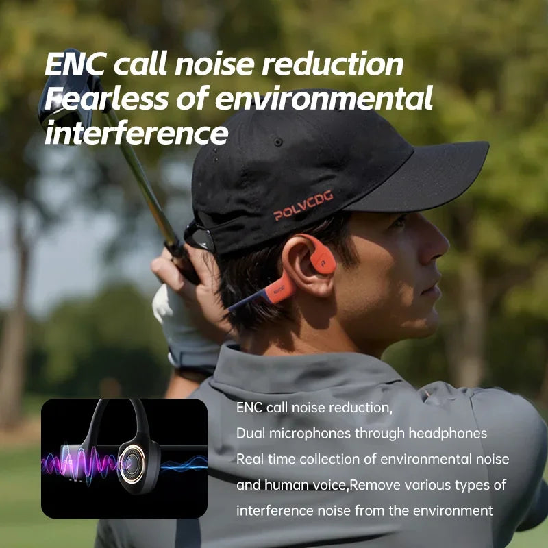 POLVCDG Bone Conduction Earphones IPX8 Waterproof 32GB Memory Bluetooth 5.4 Silicone Material 2024 New Product X16