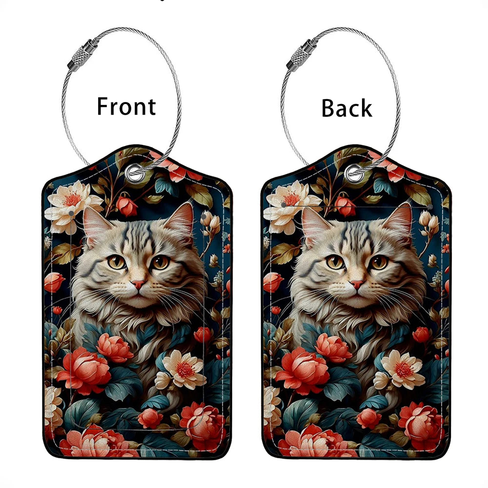 HOT SALE Cute animals Leather Business Luggage Tag Suitcase Address Label Luggage Boarding Case Label Name ID Address Clip