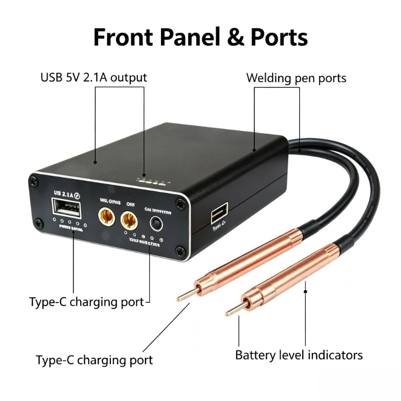 Portable Built-in Spot Welder Adjustable Power Mini Spot Welding Kit for DIY 18650 Lithium Nickel Strip Assembly