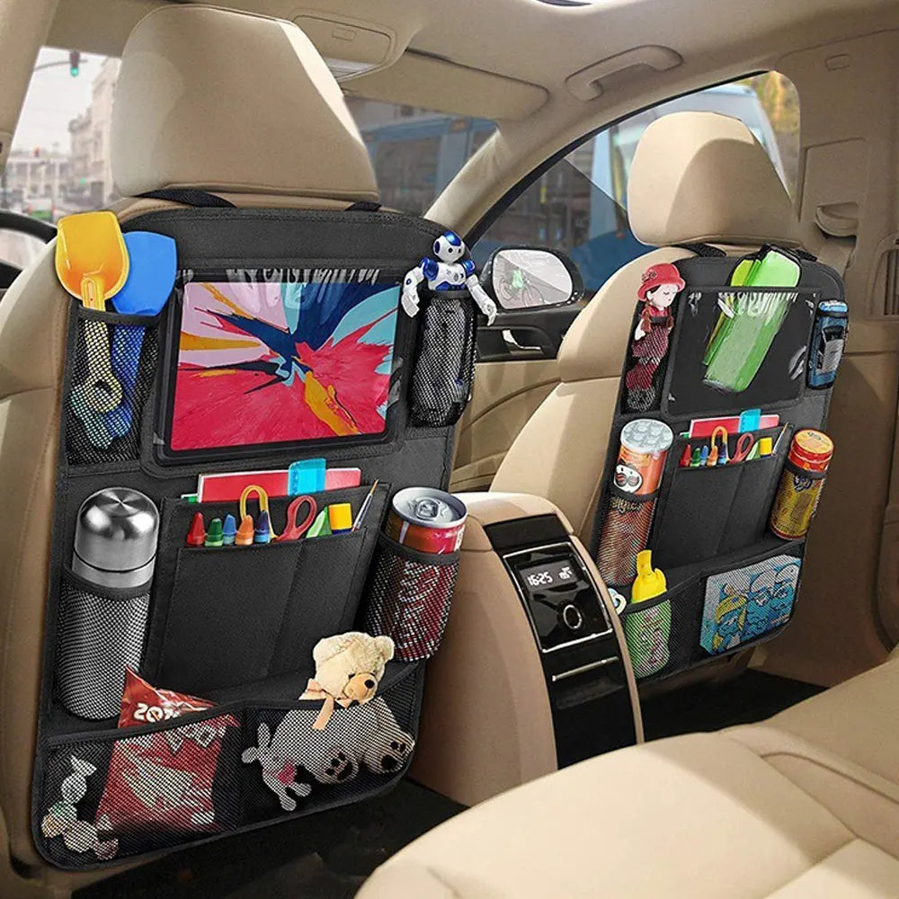 Car Backseat Organizer with Touch Screen Tablet Holder Auto Storage Pockets Cover Car Seat Back Protectors Car Accessories