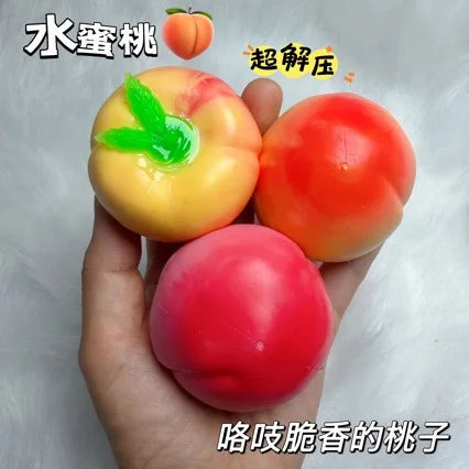 Fruit Peach Handmade Ball Squishy Toy Crispy Sound Slow Rising Stress Relief for Adults Anti-Anxiety Squeeze Sensory Fidget Toy