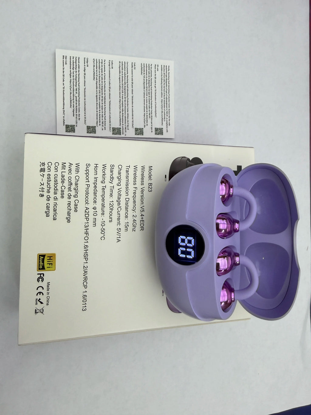 Wireless Open Earbuds with OWS Clip-On Design, Pure Stereo Sound, Call Noise Reduction, Rechargeable Battery, USB Charging