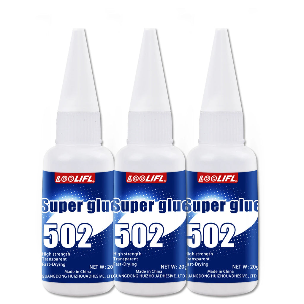 LOOLIFL20G 502 Super Glue Cyanoacrylate Instant Quick-Dry Adhesive Strong Bond for Metal Wood Plastic Rubber Glass Leather1-5PCS
