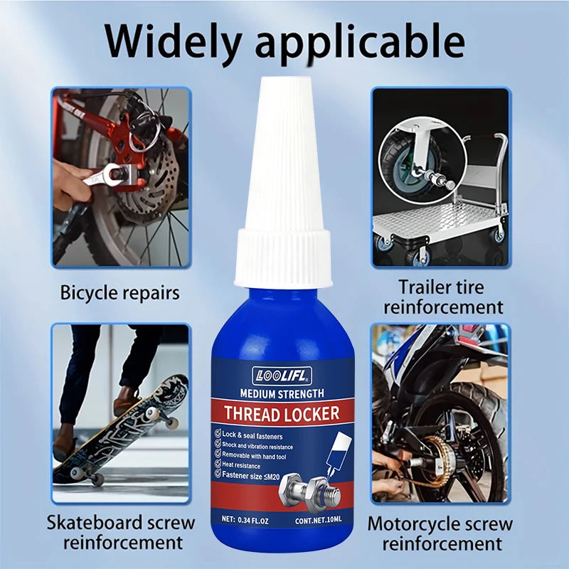 L00Lifl Blue Screw Adhesive 10ml - High-Strength, High-Temperature Resistant, Anti-Vibration Adhesive Specifically for Metal Fasteners, Removable Anaerobic Adhesive with Thread Locking Agent, Industrial-Grade Strength Adhesiv