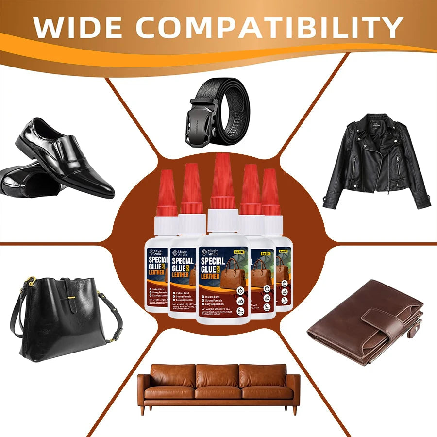 1-3Pcs Leather Repair Glue, Low-Cost Clear Strong CA Adhesive for All Leather Goods, Bags, Shoes, Jackets, Wallets & DIY Crafts