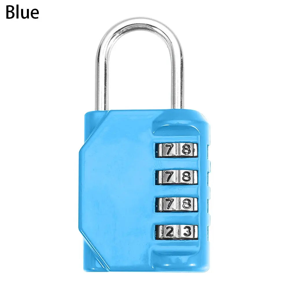 Combination Lock Metal Code Lock Resettable 4 Dial Digit Padlock Travel Accessories Password Lock