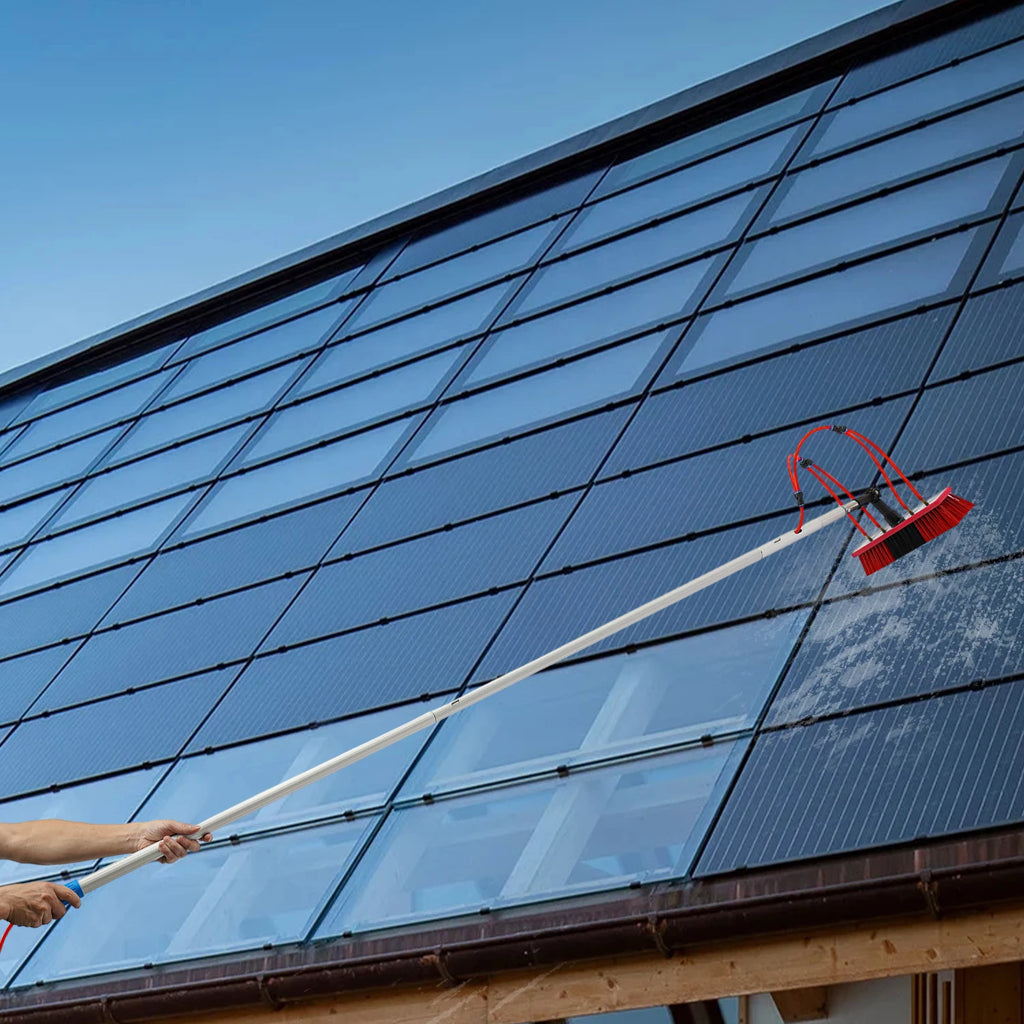 6m Telescopic Solar Panel Cleaner, 2.85kg Light High Window Washing Tool, Aluminum Alloy Water Spray Cleaning Brush, Multifunctional Outdoor Vehicle Cleaning Equipment