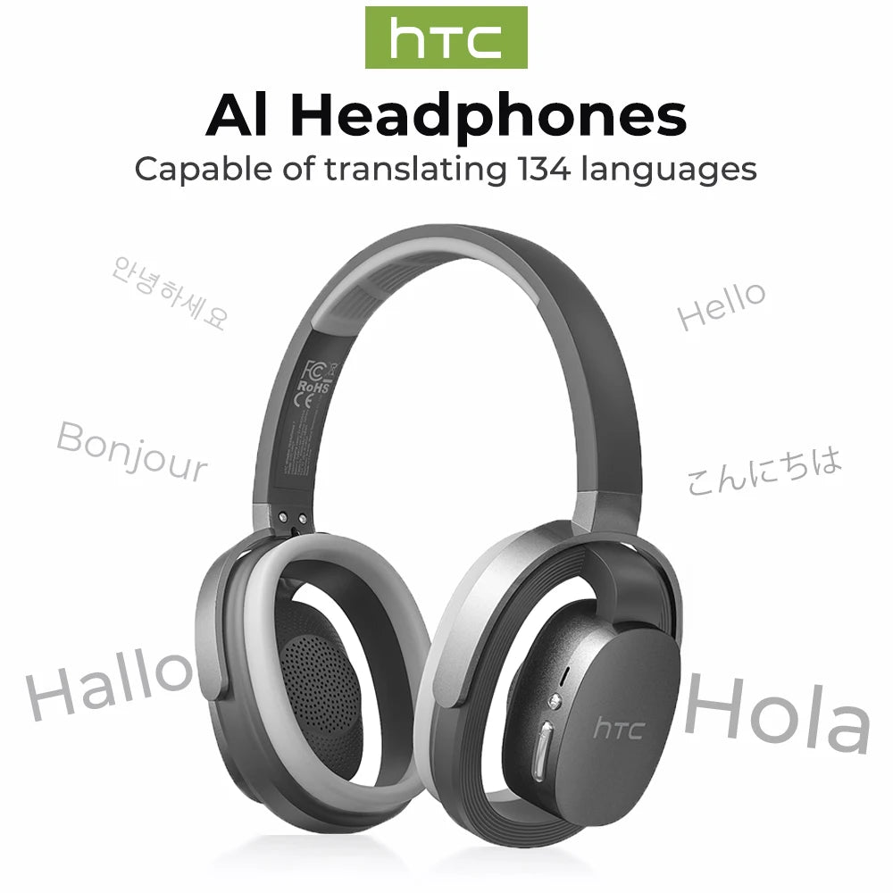 Wireless Game Earphones HTC HP07 AI Translator Headset with Mic, Comfortable Sports Headband, Immersive Audio for Running Gym