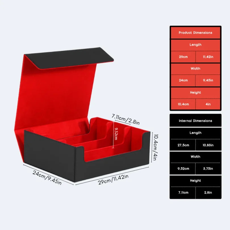 Trading Card Storage Box, 1800+ Sleeved Cards, Magnetic Closure PU Leather Deck Box for MTG Pokemon YuGiOh Sports Cards Organize