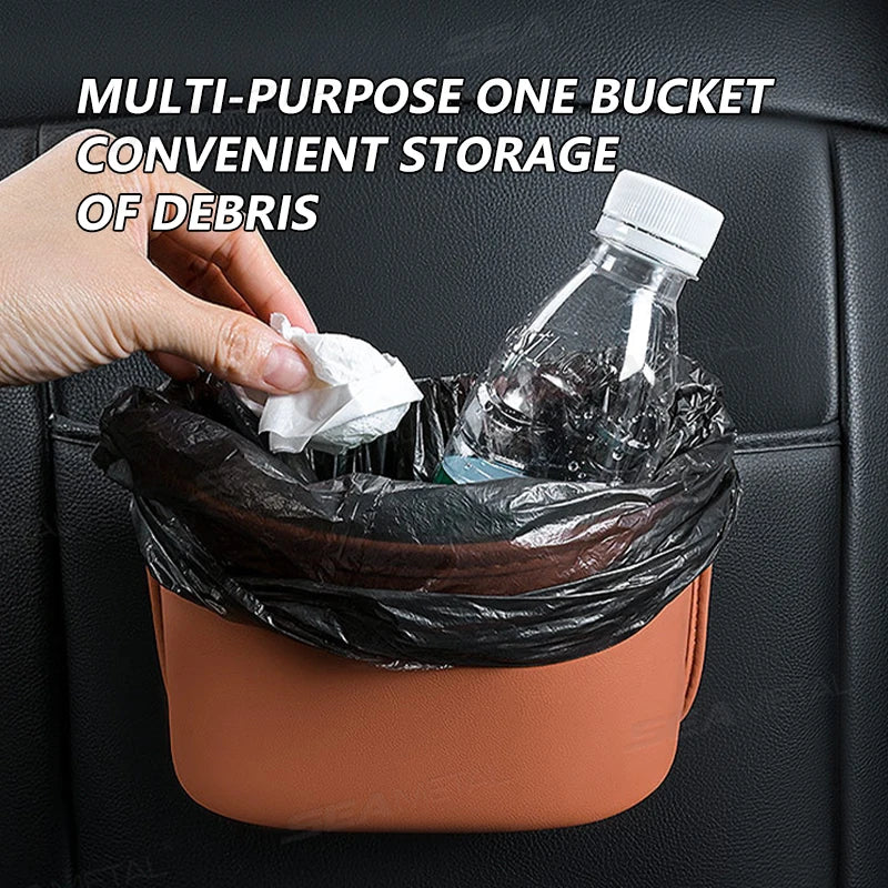 SEAMETAL Universal Car Cup Holder Box Multifunction Leatherette Car Door Water Cup Storage Box Trash Can Car Accessiroes