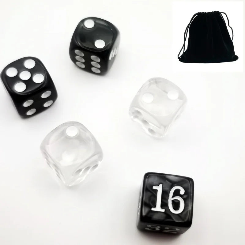 5pc/lot D6 Dice 6 Faces Dice Luck Lab Backgammon Game Dice Acrylic Dice D6 16mm Casino Dice DND Dice