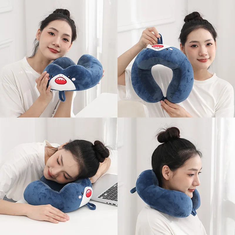Wholesale Strawberry Bear Micro Fiber Soft Fluffy U Shape Pillow For Airplane Rest