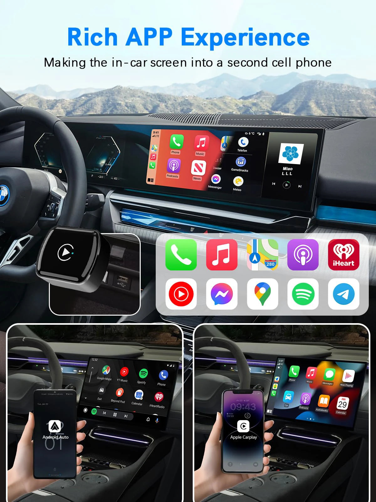 Wireless CarPlay Adapter 2025 Upgrade Convert Wired to Wireless Mini USB Dongle Fast Stable Connection for iPhone Apple CarPlay