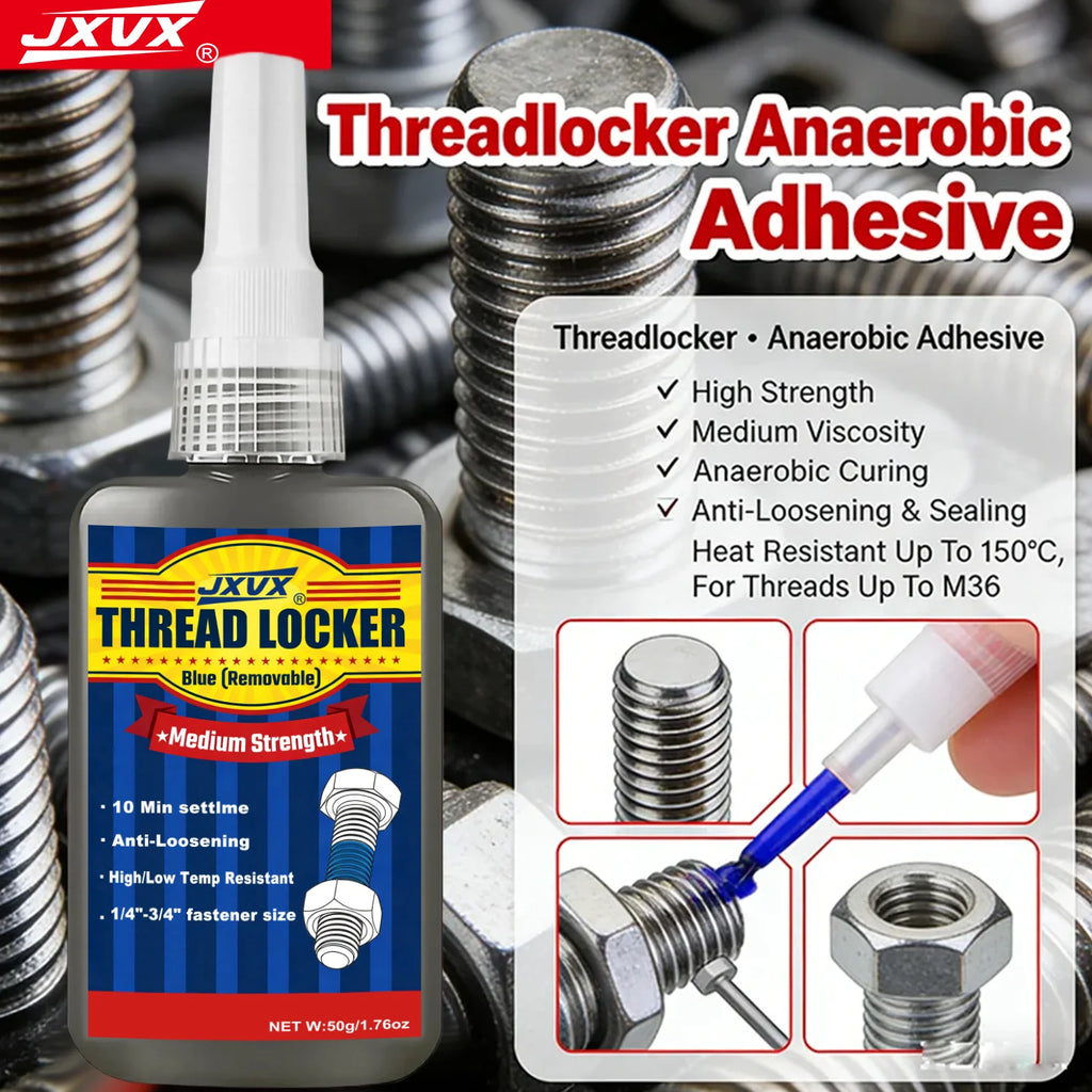 Blue Medium Strength Threadlocker Removable Quick-Drying Screw Locking Agent Industrial Thread Sealant 50ml Thread Locking Liquid Strong Anti-Slip Thread Fixing Adhesive easy to apply.