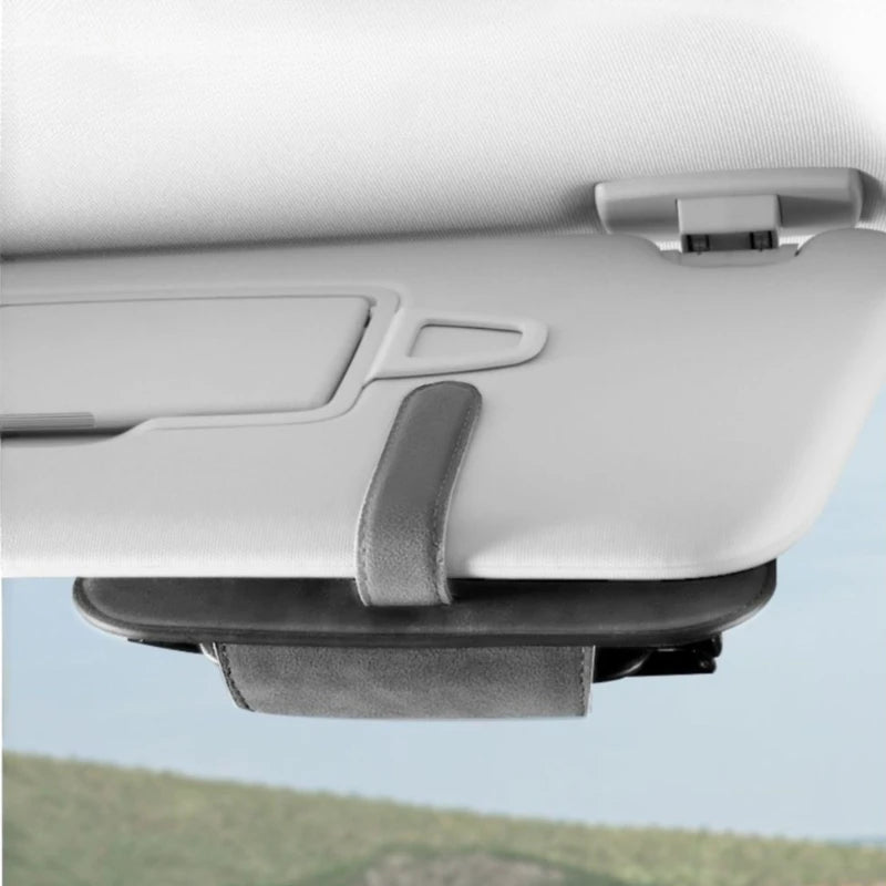 Car Sun Visor Glasses Holder Premium Leather Sunglasses Protective Box Card Ticket Organizer Auto Eyeglasses Storage Case