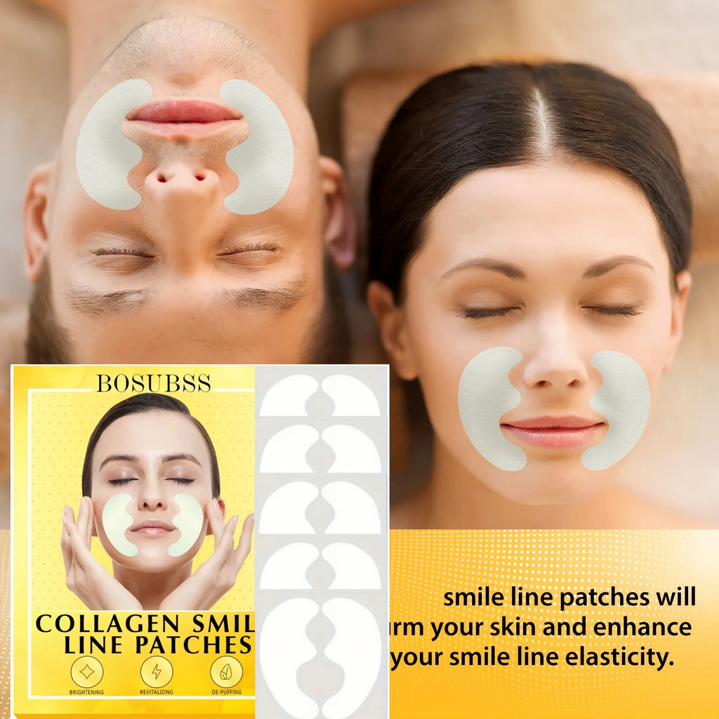10 Pcs Collagen Smile Line Patches: Firming, Wrinkle Smoothing & Fragrance-Free Skin Care, Suitable for All Skin Types
