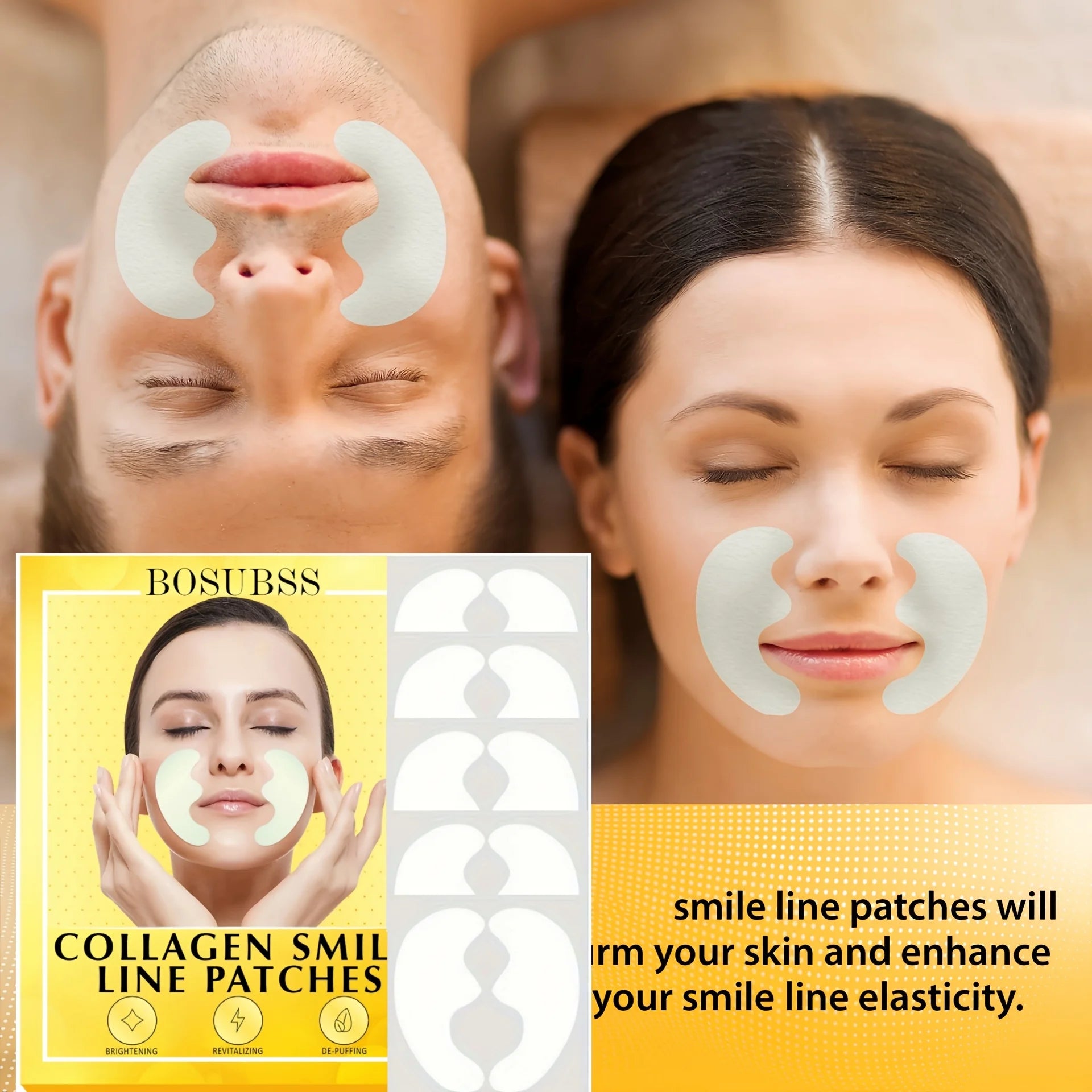 10 Pcs Collagen Smile Line Patches: Firming, Wrinkle Smoothing & Fragrance-Free Skin Care, Suitable for All Skin Types