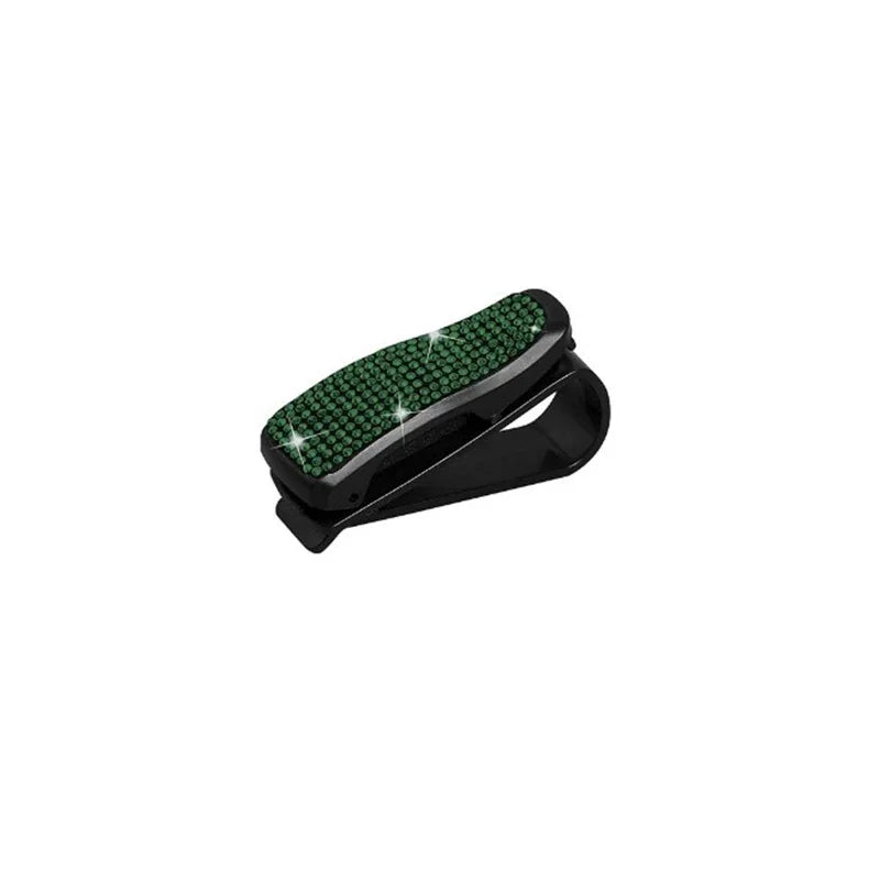 Car Visor Rhinestone Sunglasses Holder Portable Universal Myopia Glasses Holder Multi-function Ticket Holder Car Accessories