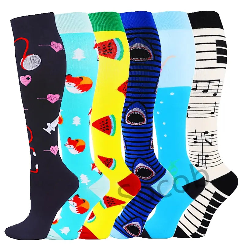 6/7 Pairs Compression Socks Varicose Diabetes Sock Running Cycling Hiking Touring Bicycle Marathon Outdoor Rugby Edema Long Tube