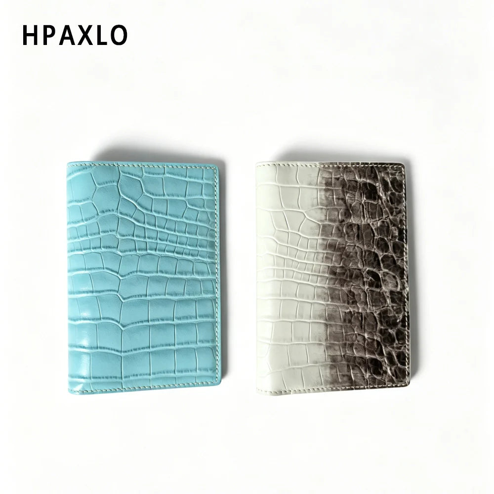 Genuine For Crocodile Embossed Leather Passport Holder Travel Wallet RFID Blocking Himalayan Style Luxury New Passport Holder