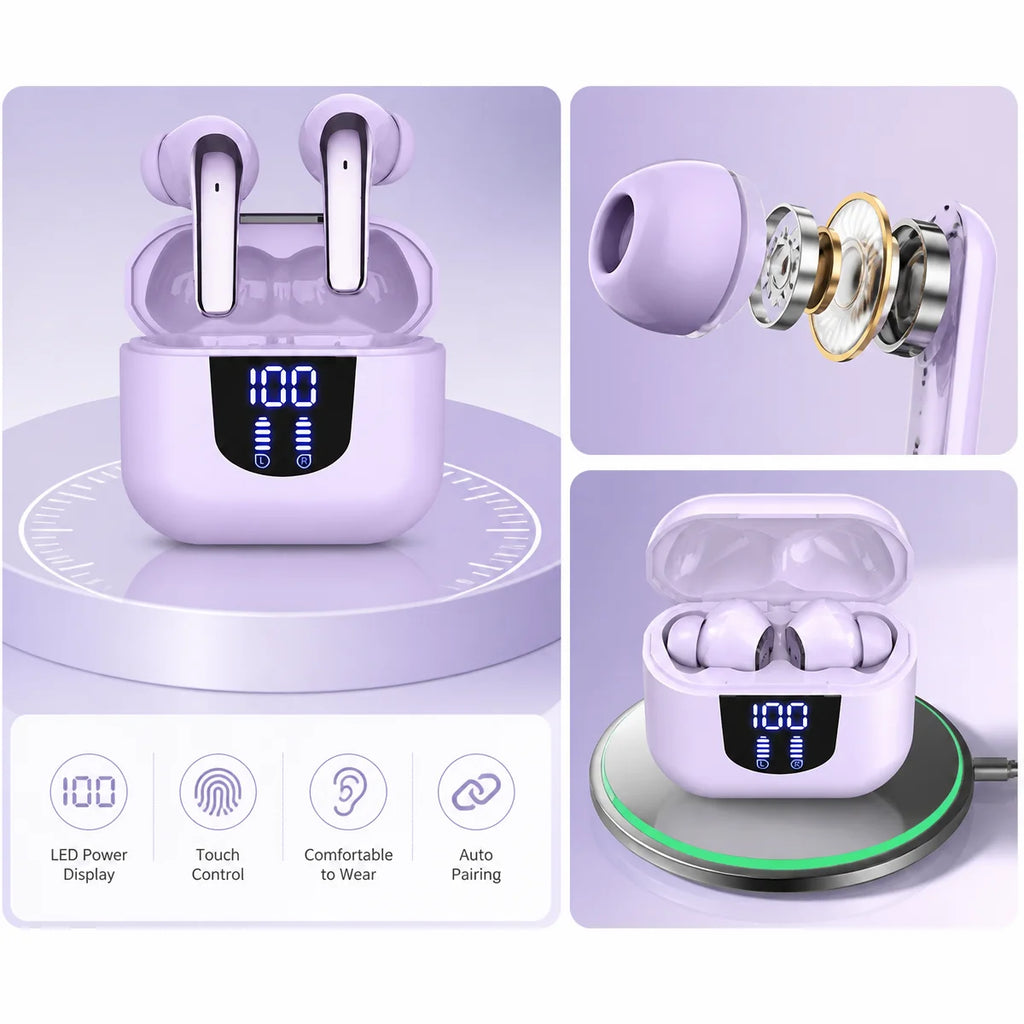 Wireless Earphones HiFi Sound Surround Stereo IPX7 Waterproof Compatible with All Smartphones