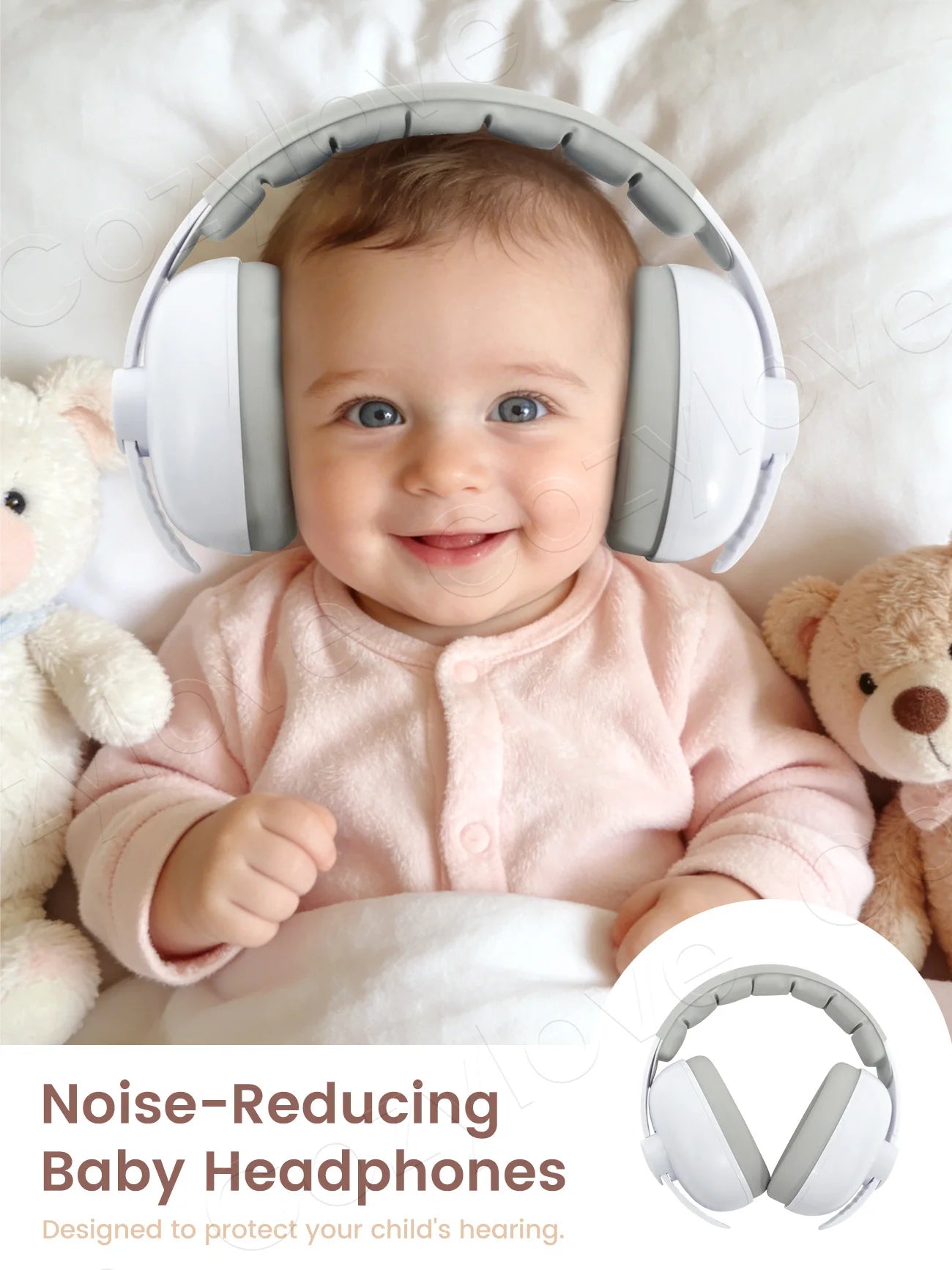 Baby Noise Cancelling Headphones | Adjustable Infant Hearing Protection Earmuffs for Airplanes, Concerts & Events