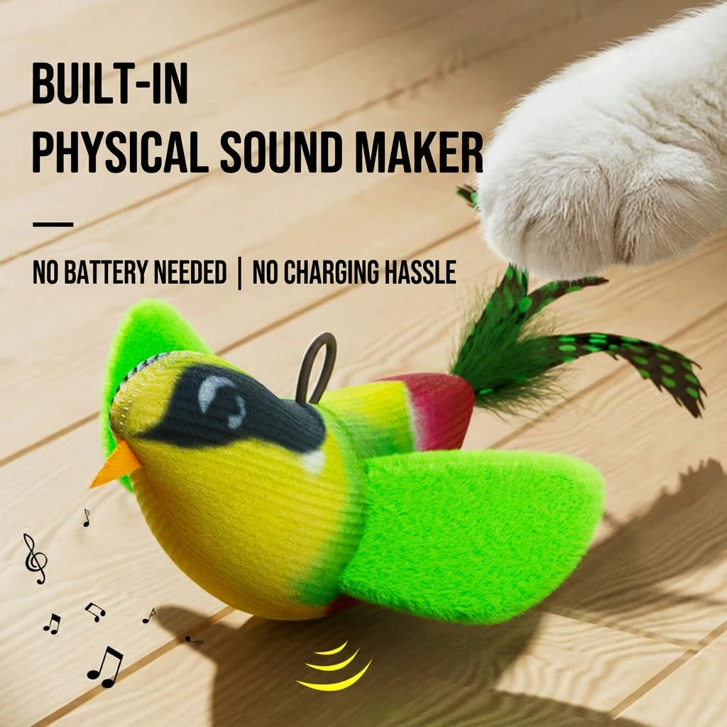 iLMH Indoor Interactive Birds Toy for Cat Chasing Teasing Toy Sounding Catnip Cat Teaser Toy Self-hilarity Wall Hanging Cat Toy