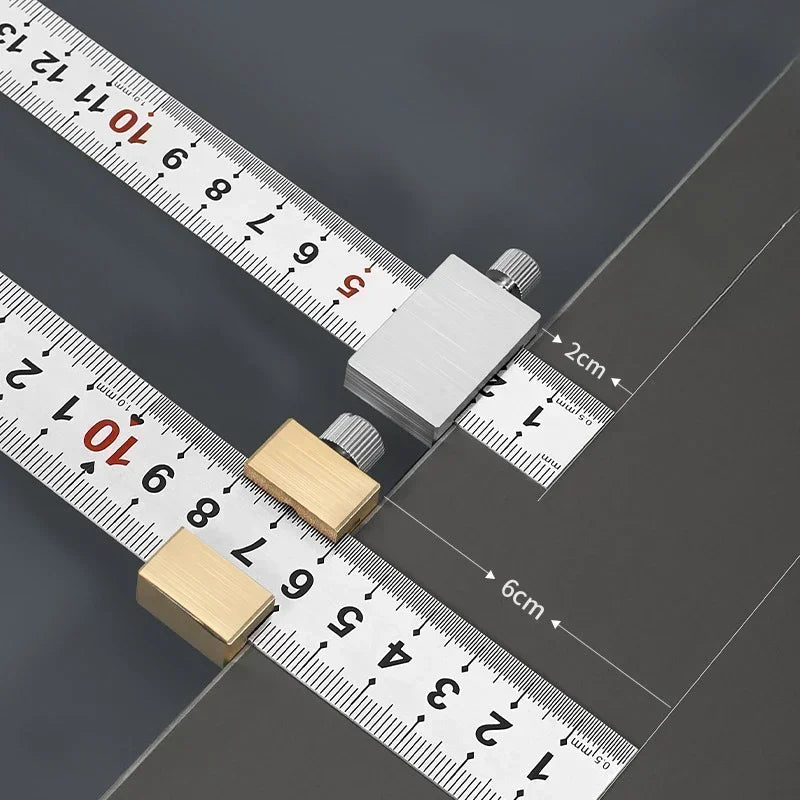 Metal Carpenter Carpentry Square Woodworking Tools Carpentry Steel Ruler Positioning Limit Block Measuring Marking Gauge