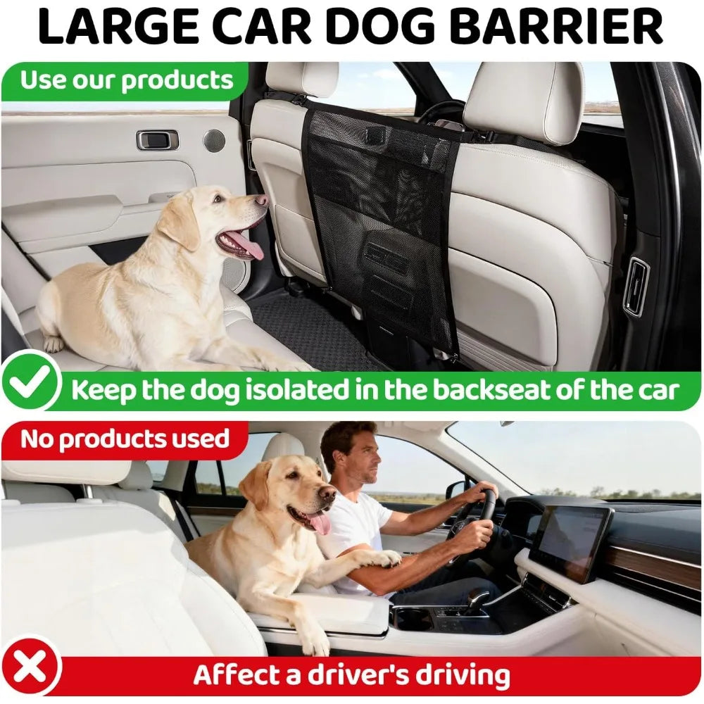 Dog Car Barrier,Dog Car Net Barrier with Mesh Organize,Pet Divider Fit Car/SUV/Truck