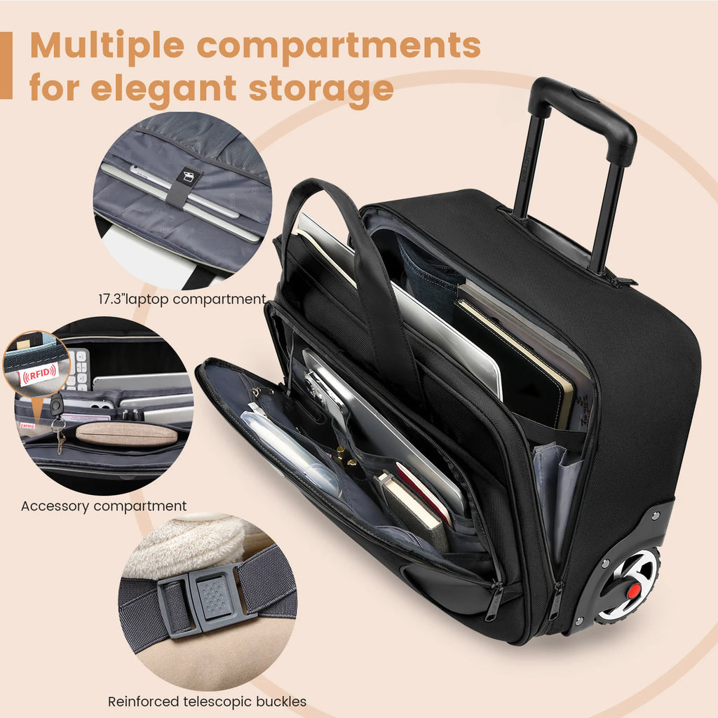 Rolling Backpack Carry On Luggage  Large Capacity Wheeled Travel Double Shoulder Bag Rolling Briefcase for Men&Women Waterproof