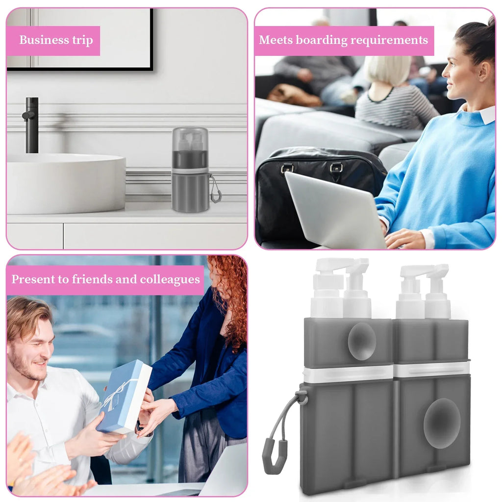 4 in 1 Travel Toiletry Container Portable Leak Proof Dispenser Bottle with Suction Cup for Shampoo Conditioner Body Wash Lotion