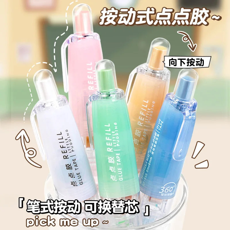 3PCS DIY Scrapbooking Glue Tape Pen Shape Press Type Double Sided Adhesive Dot Glue School Office