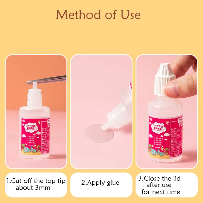 50g Instant Adhesive DIY Handmade Glue Clear Liquid Glue for Paper Plastic Quick-drying