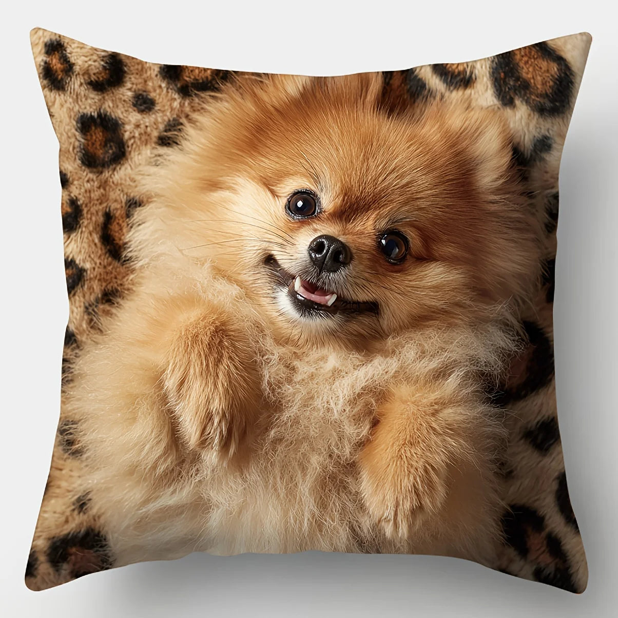 4PCS Pomeranian Pillow Covers: Cute Dog Expressions. For Party, Holiday, Home, Car Decor (No Insert)