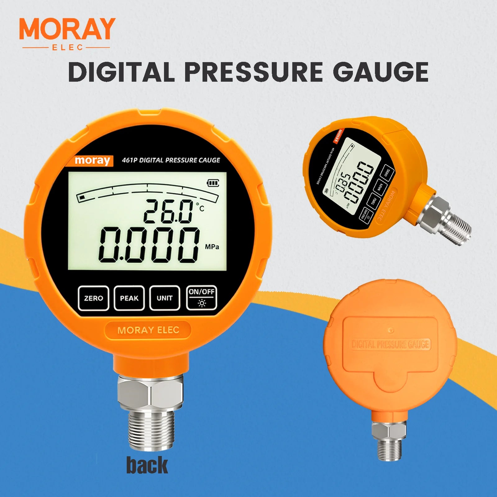 ME461P High Precision LCD Display Oil Fuel Air Water Electronic Vacuum Meter Manometer Digital Pressure Gauges
