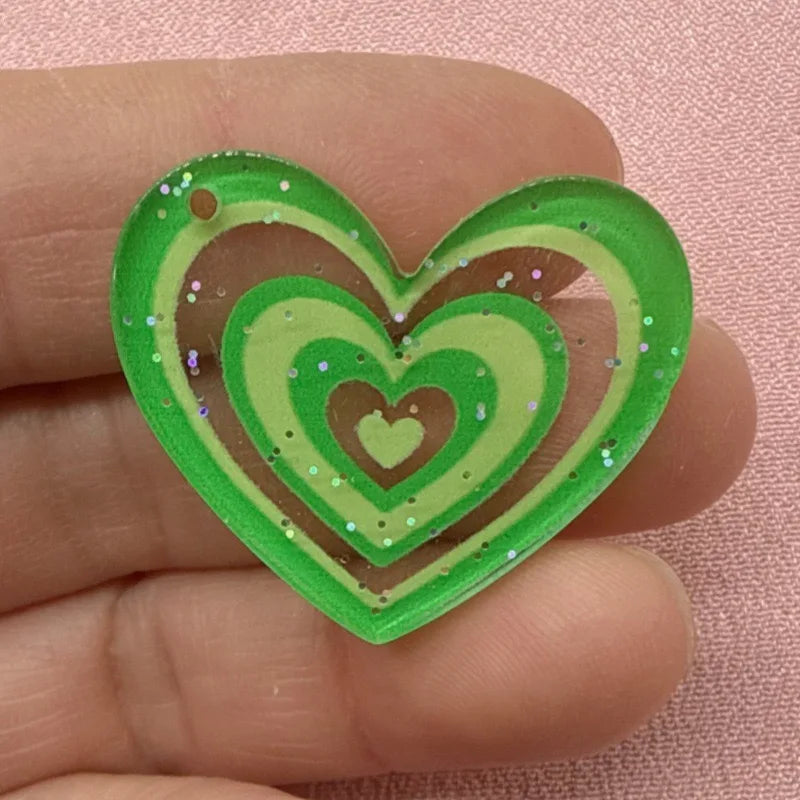 10pcs acrylic heart pendant, DIY jewelry making earrings, necklaces, keychains, accessories