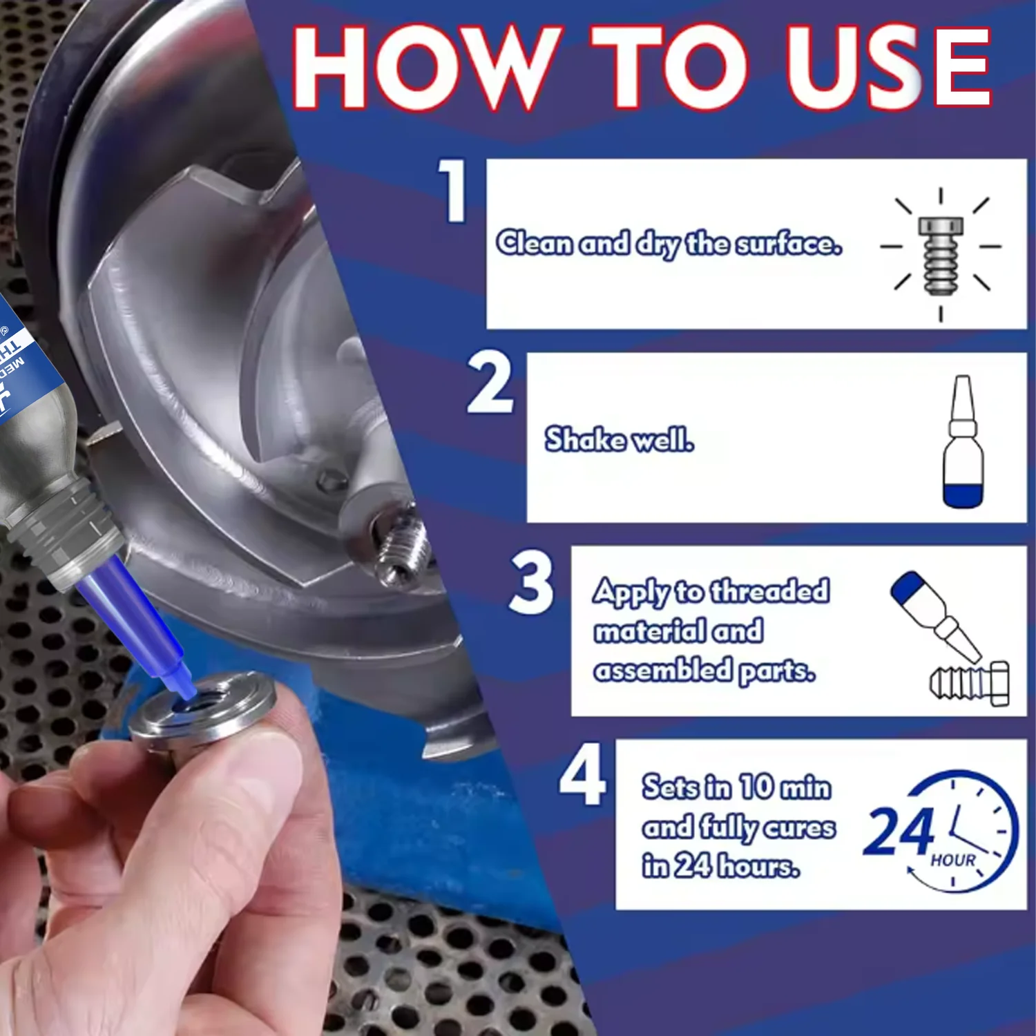 10 ml Blue/Red Threadlocker, Removable, Universal, Thread Sealant, Screw Adhesives, Threading Agents, High Strength Anaerobic Ad