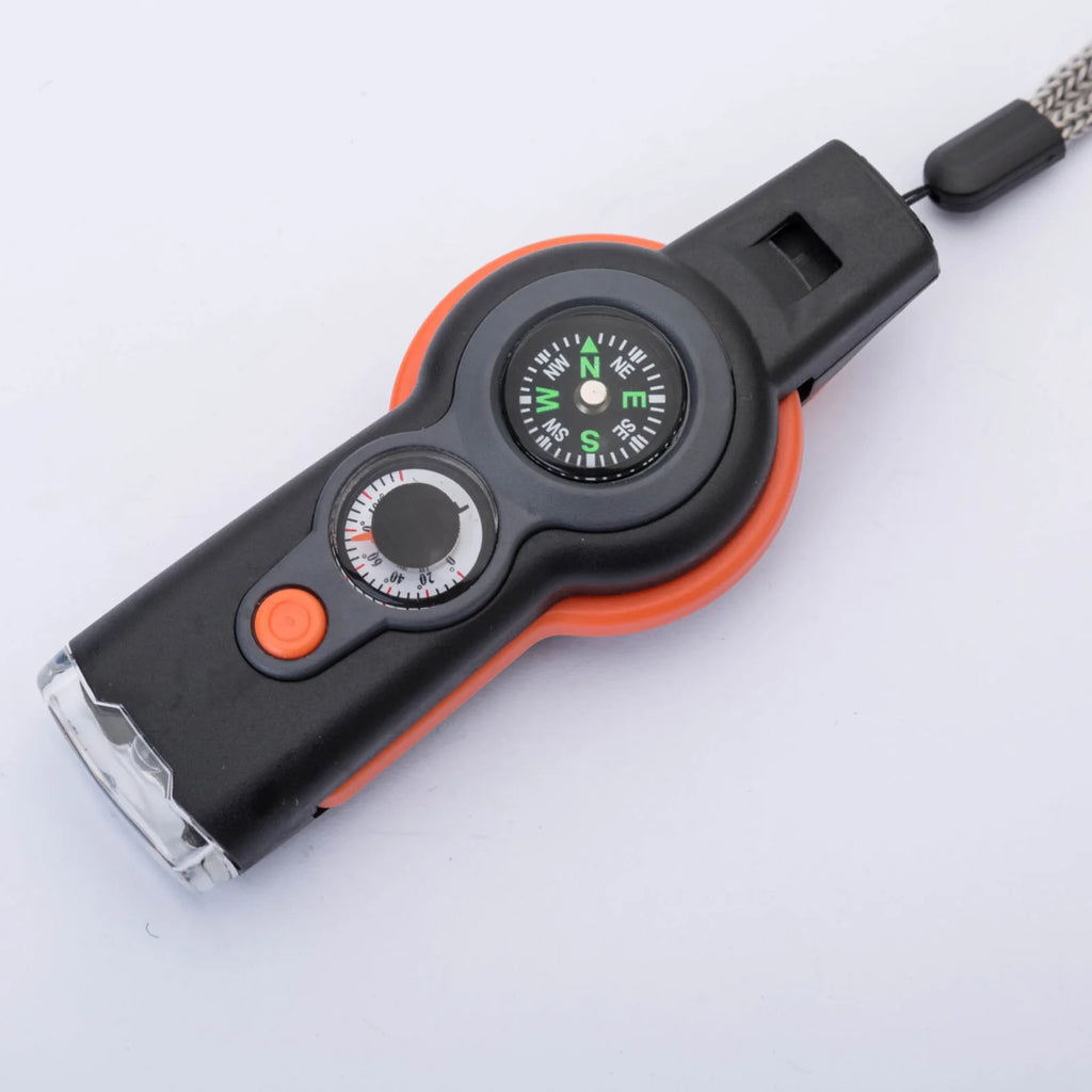 Emergency Survival Whistle 7 In 1 With LED Light Compass And Thermometer Outdoor Emergency Kit For Hiking Camping Compass Tool