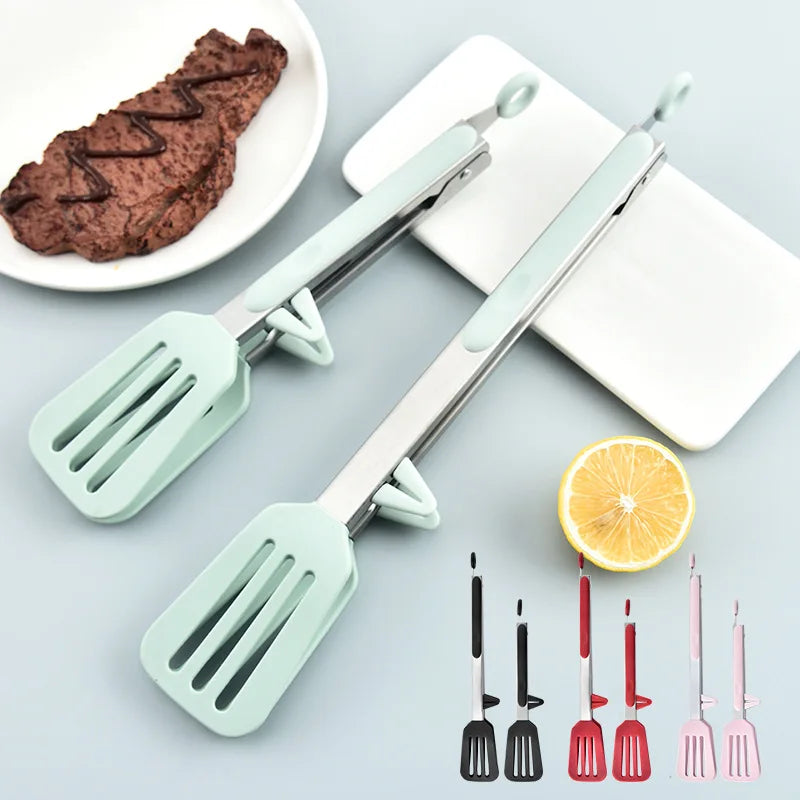 9" & 12" Silicone Food Tongs Set, Heat Resistant BBQ Clips for Steak Bread, Wholesale Available