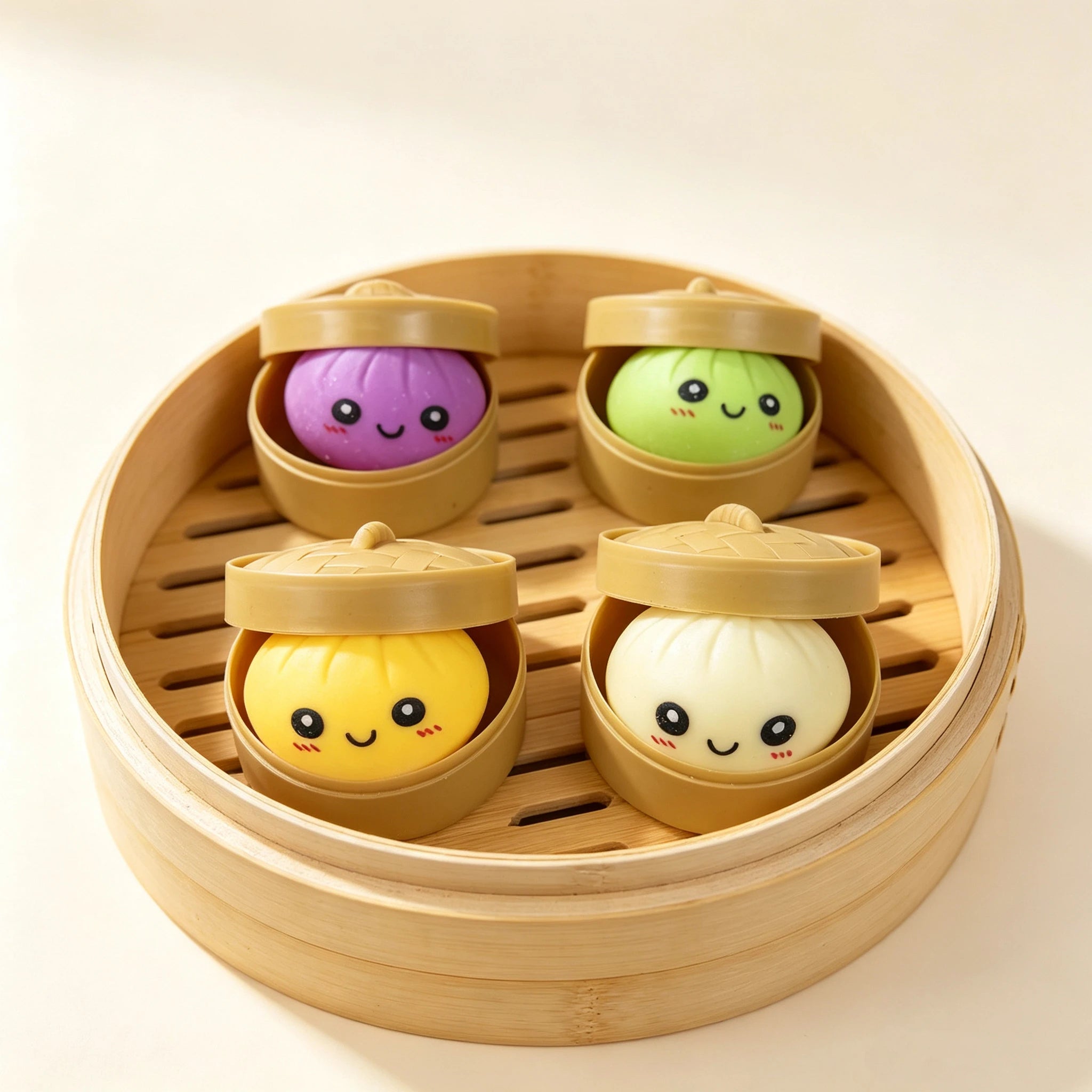 Random Colorful Dumpling with Box Squishy Cute Bun for Adult PU Simulation Small Steamer Squeeze Entertainment Stres Relief Gift