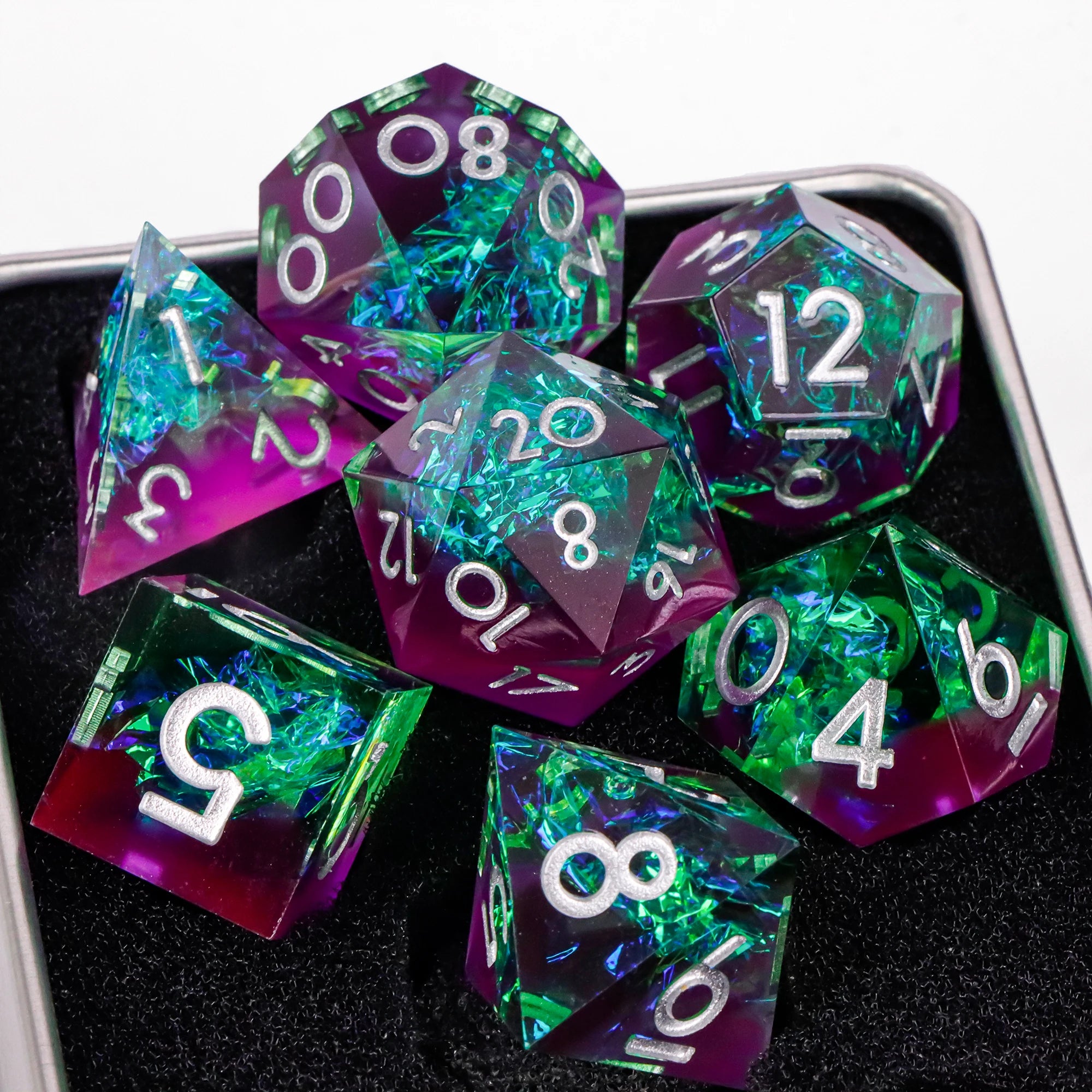 Blue Resin D&D Dice Set 7pcs Polyhedral Dice for Dungeons and Dragons, RPG Dice Role Playing Games D4, D6, D8, D10, D12, D20