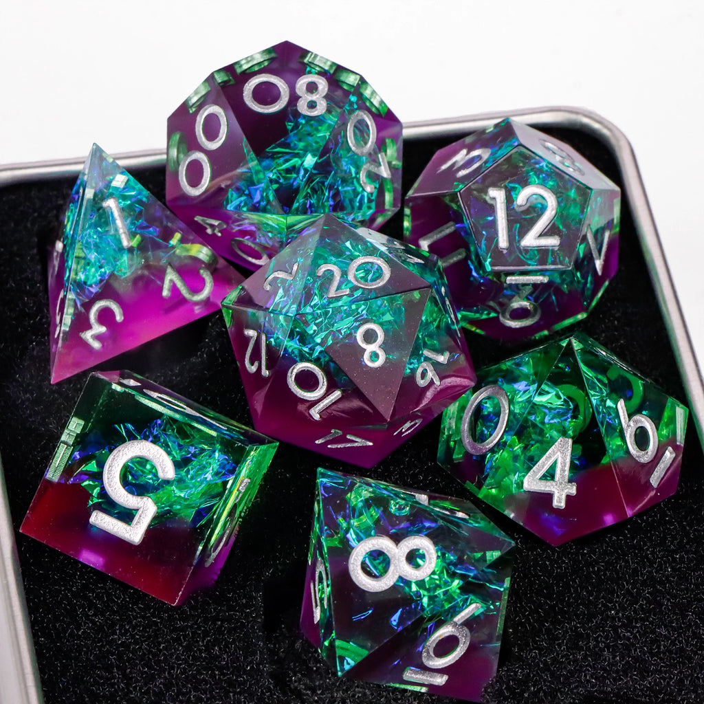 Blue Resin D&D Dice Set 7pcs Polyhedral Dice for Dungeons and Dragons, RPG Dice Role Playing Games D4, D6, D8, D10, D12, D20